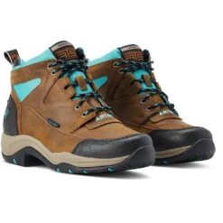 Brown And Turquoise Ariat Terrain H20 Boots For Women