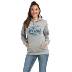 Hoodie Ariat Real Arm Logo Heather Grey W22 Ladies