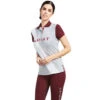 Polo Top Ariat Taryn Heather Grey & Zinfandel Sp22 Ladies -King Breyer Shop Ariat Polo Taryn Heather Grey Zinfandel Sp22 Ladies