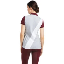 Polo Top Ariat Taryn Heather Grey & Zinfandel Sp22 Ladies -King Breyer Shop Ariat Polo Taryn Heather Grey Zinfandel Sp22 Ladies 3