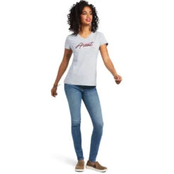 Tee Shirt Ariat Real Logo Script Classic Fit Heather Grey Sp22 Ladies -King Breyer Shop Ariat Tee Real Logo Script Classic Fit Heather Grey Sp22 Ladies 3