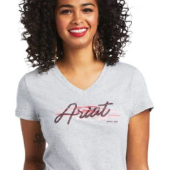 Tee Shirt Ariat Real Logo Script Classic Fit Heather Grey Sp22 Ladies -King Breyer Shop Ariat Tee Real Logo Script Classic Fit Heather Grey Sp22 Ladies 4