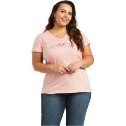 Tee Shirt Ariat Real Logo Script Classic Fit Quartz Pink Sp22 Ladies