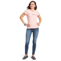 Tee Shirt Ariat Real Logo Script Classic Fit Quartz Pink Sp22 Ladies -King Breyer Shop Ariat Tee Real Logo Script Classic Fit Quartz Pink Sp22 Ladies 3