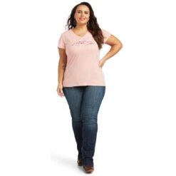 Tee Shirt Ariat Real Logo Script Classic Fit Quartz Pink Sp22 Ladies -King Breyer Shop Ariat Tee Real Logo Script Classic Fit Quartz Pink Sp22 Ladies 4