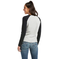 Tee Shirt Ariat Real Loop Baseball Long Sleeve W22 Heather Grey & Black -King Breyer Shop Ariat Tee Shirt Real Loop Baseball Long Sleeve W22 Heather Grey Black 2