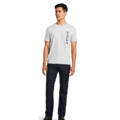 Tee Shirt Ariat Vertical Logo Heather Grey Sp22 Mens -King Breyer Shop Ariat Tee Shirt Vertical Logo Heather Grey Sp22 Mens 3