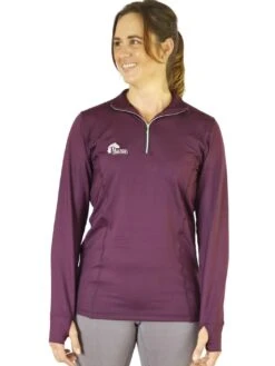 Long Sleeve Base Layer Tops In Wine - Final Run Outlast Sizes