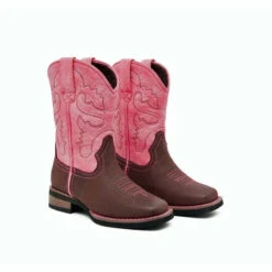 Western Boots Baxter Childrens Pink & Brown Youth