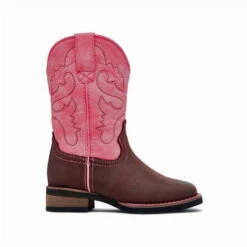 Western Boots Baxter Childrens Pink & Brown Youth -King Breyer Shop Baxter Western Boots Childrens Pink Brown Youth 4