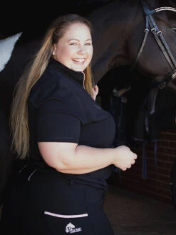 Ladies Cool Summer Riding Tops In Black- Short Sleeve -King Breyer Shop Blackridingtopinplussize