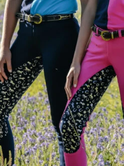 Jodhpurs Peter Williams Pull On Print Pink & Navy & Silver Childs -King Breyer Shop Peter Williams Pull On Print Jodhpurs Pink Navy Silver Childs 3