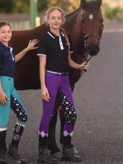 Jodhpurs Peter Williams Pull On Unicorn Printed Purple & Black Childs -King Breyer Shop Peter Williams Pull On Unicorn Printed Jodhpurs Purple Black Childs 7