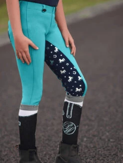 Jodhpurs Peter Williams Pull On Unicorn Printed Turquoise & Navy Childs -King Breyer Shop Peter Williams Pull On Unicorn Printed Jodhpurs Turquoise Navy Childs 13