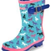 Gumboots Thomas Cook Kids Horse Play W22 Pale Blue & Pink