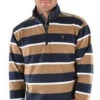 Rugby Top Thomas Cook Sutherland Stripe 1/4 Zip W22 Tan & Navy Mens