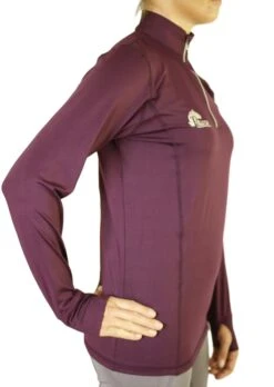 Long Sleeve Base Layer Tops In Wine - Final Run Outlast Sizes 19 Long Sleeve Base Layer Tops In Wine - Final Run Outlast Sizes -King Breyer Shop Winebaselayerridingtopsideview