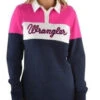 Rugby Top Wrangler Peta Long Sleeve Spliced W22 Navy & Pink Ladies -King Breyer Shop Wrangler Rugby Top Peta Long Sleeve Spliced Navy Pink Ladies
