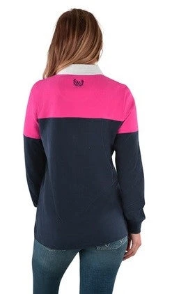 Rugby Top Wrangler Peta Long Sleeve Spliced W22 Navy & Pink Ladies 6 Rugby Top Wrangler Peta Long Sleeve Spliced W22 Navy & Pink Ladies - Image 4