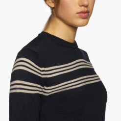Cavalleria Toscana Striped Merino Crew Knit -King Breyer Shop cavalleria toscana striped merino crew knit trailrace equestrian outfitters 5