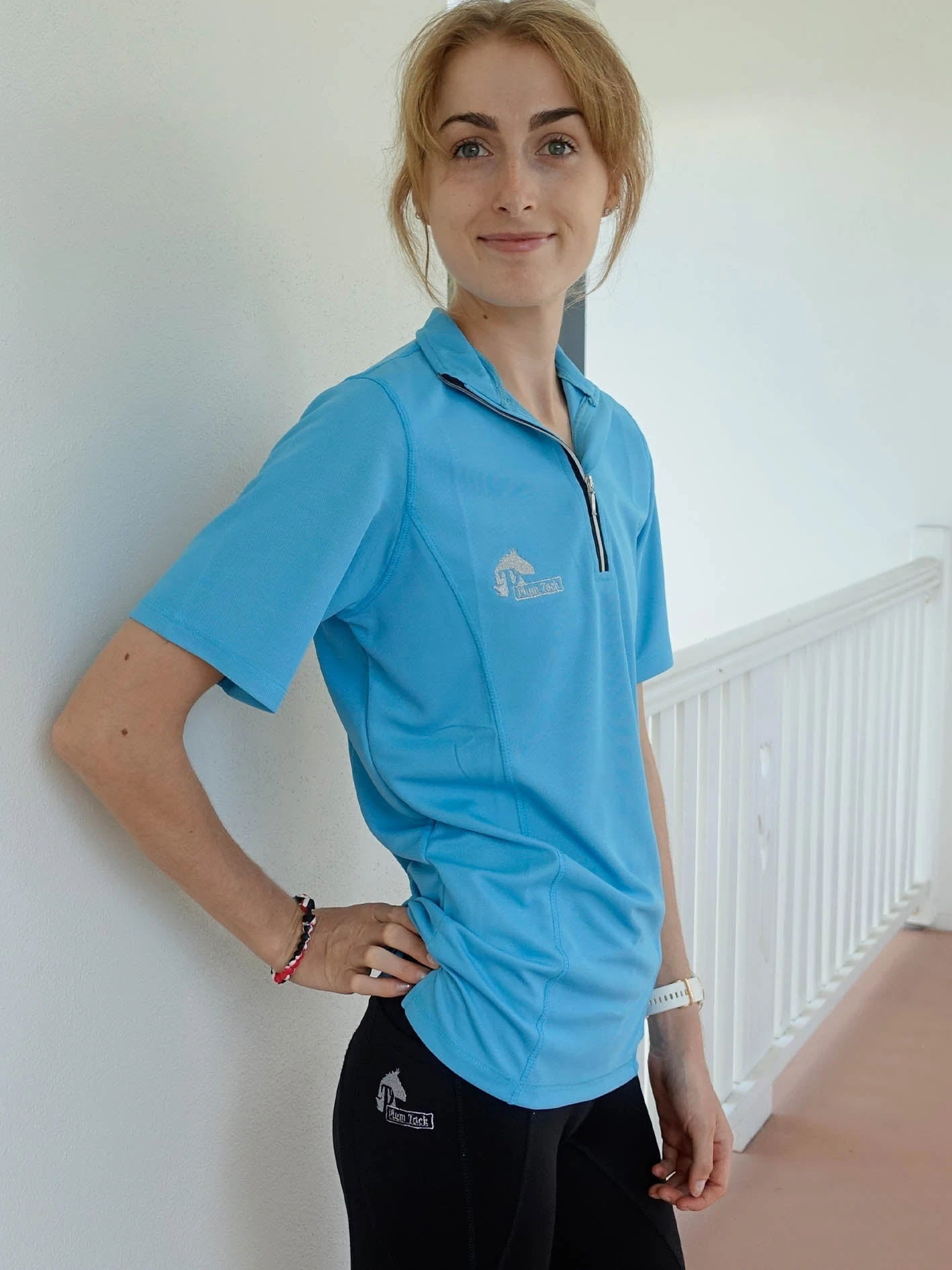 Short Sleeve Riding Top In Sky Blue 4 Short Sleeve Riding Top In Sky Blue - Image 2