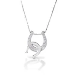 Kelly Herd Necklace Clear Double Horseshoe - Sterling Silver