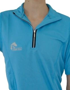 Short Sleeve Riding Top In Sky Blue 19 Short Sleeve Riding Top In Sky Blue -King Breyer Shop sky blue horse riding top close up